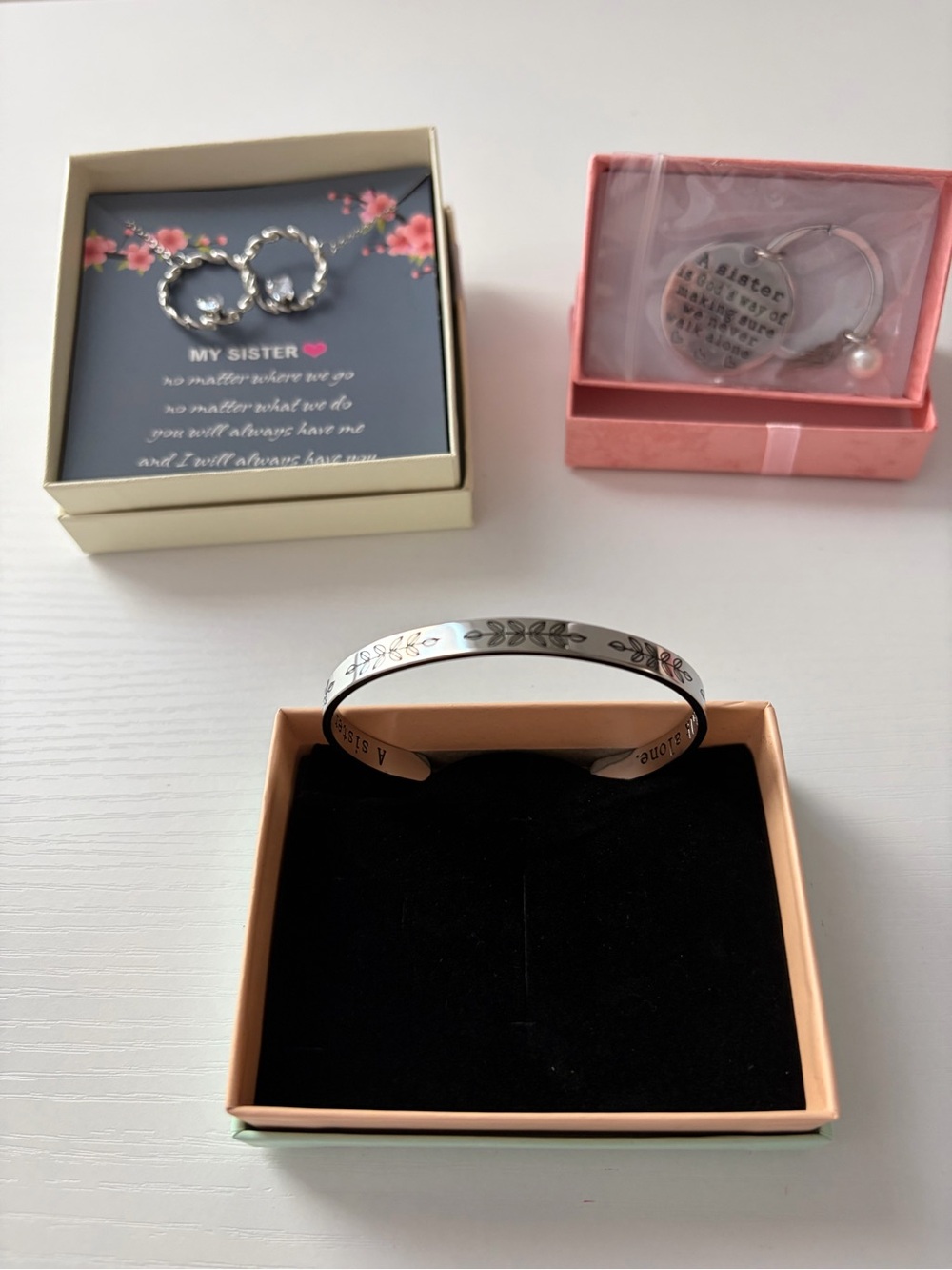 Sister Jewelry Gift - 3 Piece - Necklace, Keychain, and Bracelet